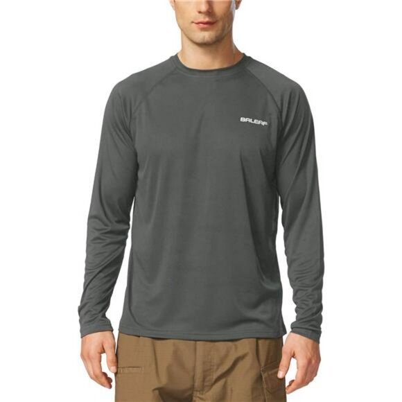 Mens UPF 50 Long Sleeve Sun Shirt Quick Dry Rash Guard Hiking Fishing Tee - Picture 6 of 7